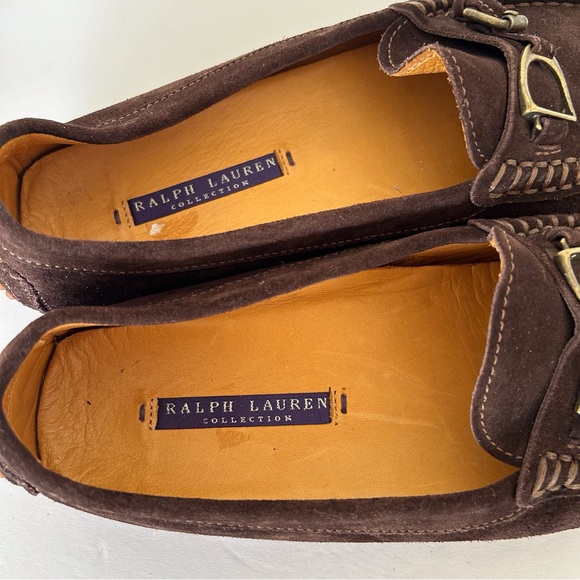 RALPH LAUREN PURPLE LABEL COCOA BROWN SUEDE DRIVING LOAFER MOCCASINS SIZ… - Picture 9 of 15